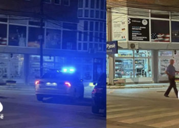 Policia bllokon rrugën dhe e lidh një qytetar në Mitrovicë