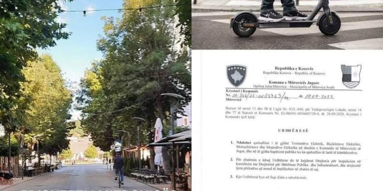 Komuna e Mitrovicës ndalon qarkullimin e trotinetëve elektrikë në Shesh