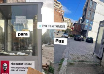 Drejtoria e Inspekcionit largon kabinën e parkingut dhe ulëset e lokalit nga trotuari