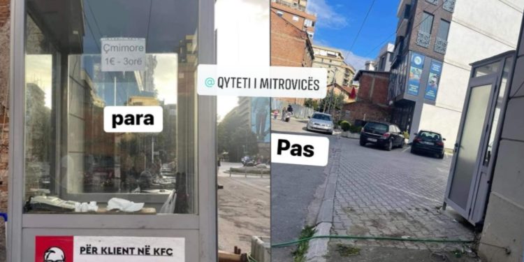 Drejtoria e Inspekcionit largon kabinën e parkingut dhe ulëset e lokalit nga trotuari