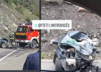 Pamje nga aksidenti i tmerrshëm që ndodhi afër Zveçanit dhe ku humbi jetën një polic