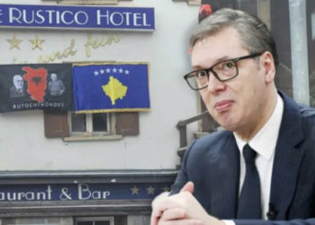 Vuçiç-it ia vendosin përballë hotelit flamurin e Kosovës dhe atë “Autochthonous”
