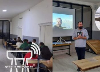 Fotografi nga Kamenica Arian Mavriqi, mbanë ligjeratë rreth kafshëve dhe botës së egër në Gjimnazin “Frang Bardhi” Mitrovicë