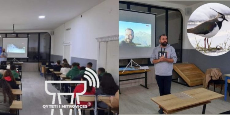 Fotografi nga Kamenica Arian Mavriqi, mbanë ligjeratë rreth kafshëve dhe botës së egër në Gjimnazin “Frang Bardhi” Mitrovicë